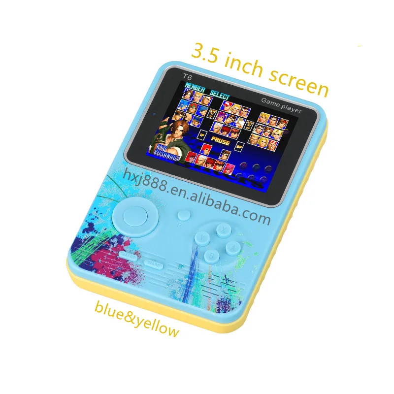 

1player T6 Supply vintage console for kids gift 3.5 inch colorful screen with 500 games in 1 video game consoles, Blue,yellow,