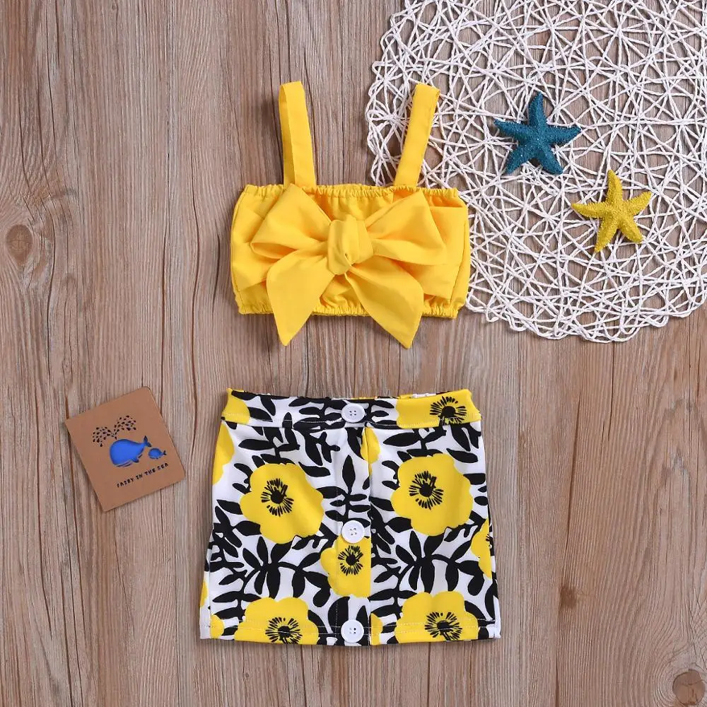 

2020 new bow tube top strap flower package hip skirt set