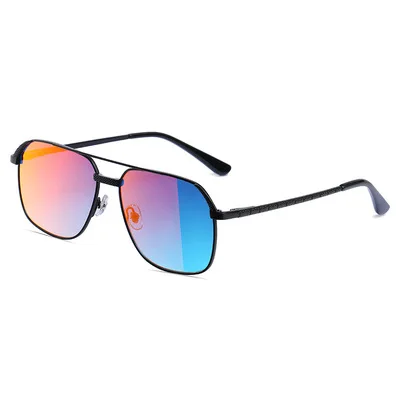 

Modern Square Double Beam Colorful Reflective Sunglasses Men Cool Sunglasses Round Face Slim Flat Mirror Women Sunglasses 2021