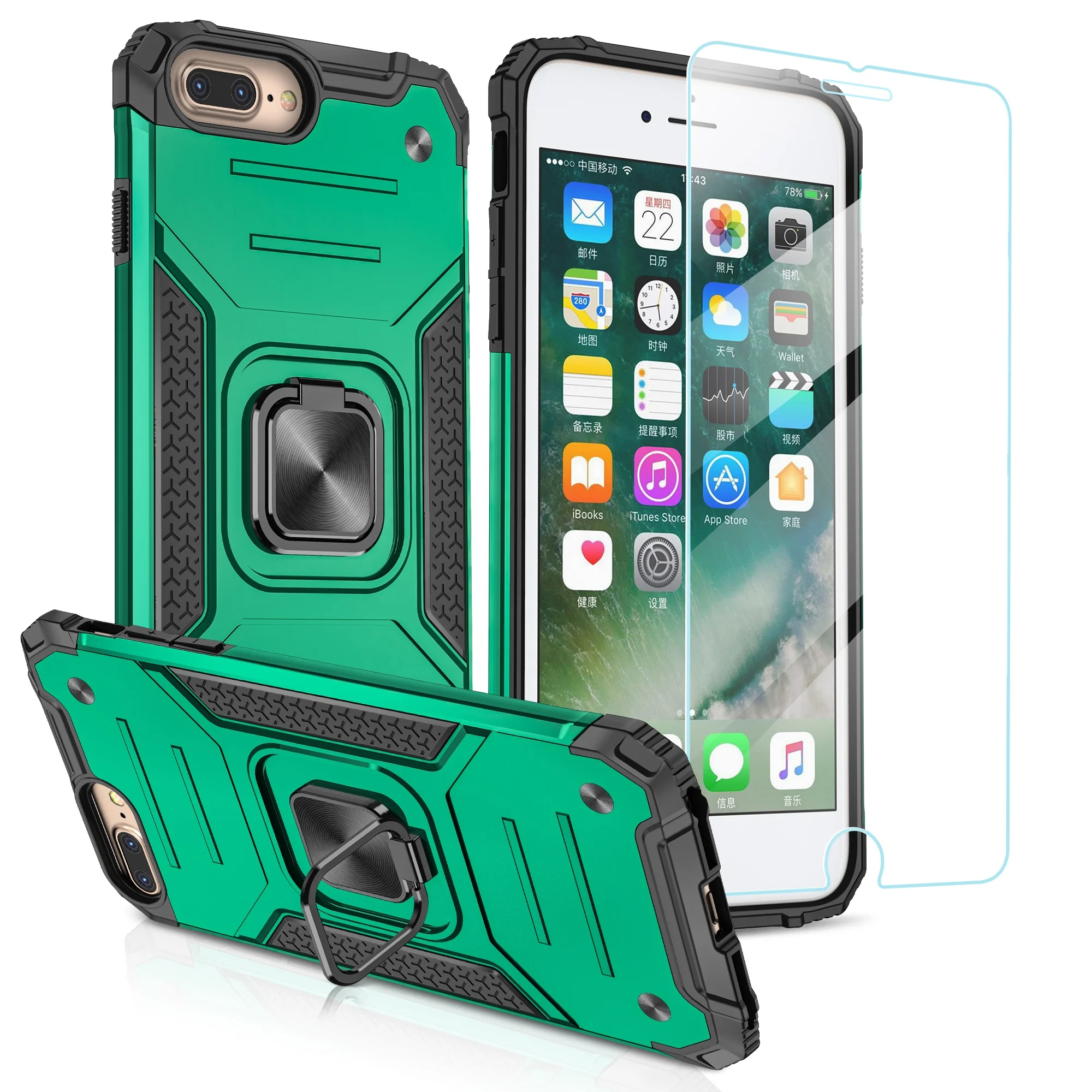 

Custom 3 in 1 PC Bumper Shockproof Mobile Case with Metal Kickstand Military Phone Case for iPhone 7P/8P/X/Xs Max/Xs/Xr/11/12, Multi colors