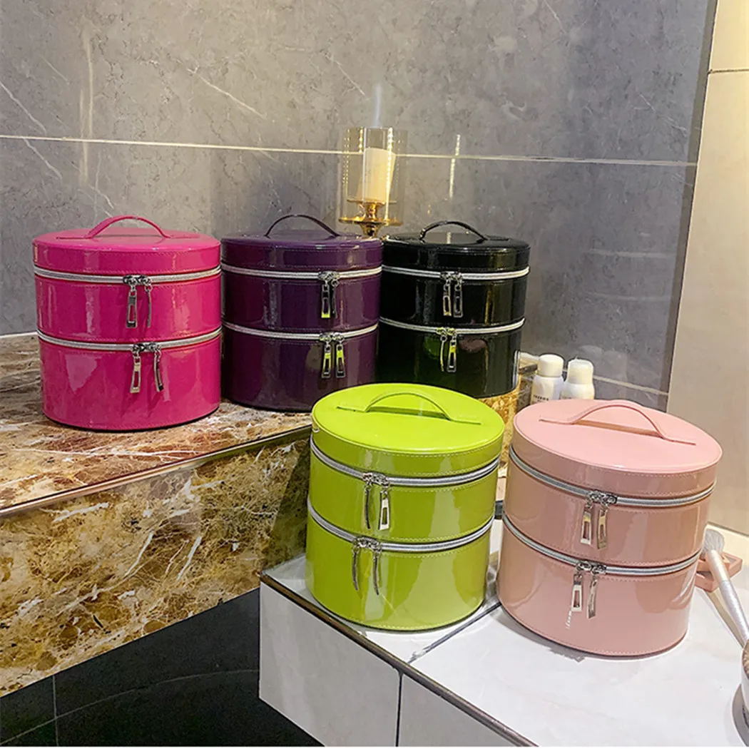 

FANLOSN Trending Hot Sale Double Layer Cosmetic Bag Mirror Wash Bags Box Bags Women, As the picture shown or you could customize the color you want