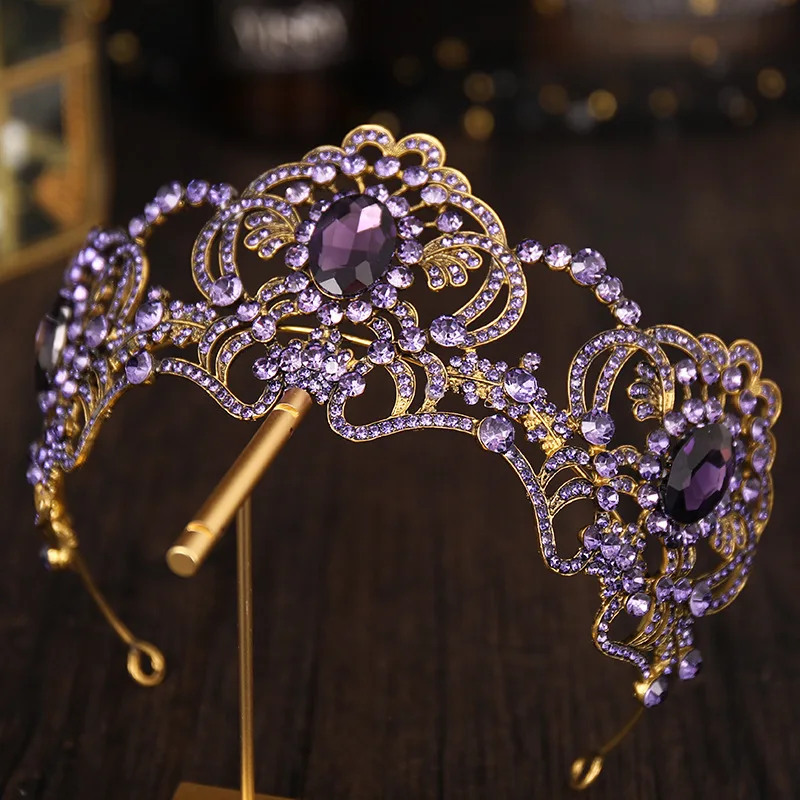 

Jachon Purple Tiara Crown Rhinestones Tiara For Women Bridal Crown Wedding Birthday Prom Hair Accessories, Same as the pic