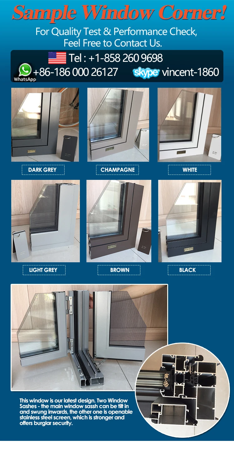 New arrival modern design tilt-turn window metal clad wood inward competitive price single panel fixed aluminium wood windows
