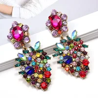 

Kaimei Wholesale Hanging Metal Strawberry-Shaped Colorful Crystals Dangle Drop Earrings Fine Rhinestone Fruit Pendant Earrings