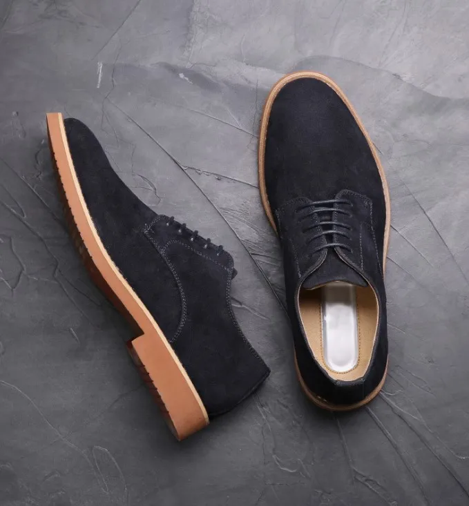 

HB2194A New suede leather shoes 2021 big size men's casual shoes Korean suede fashion shoes for men, Black