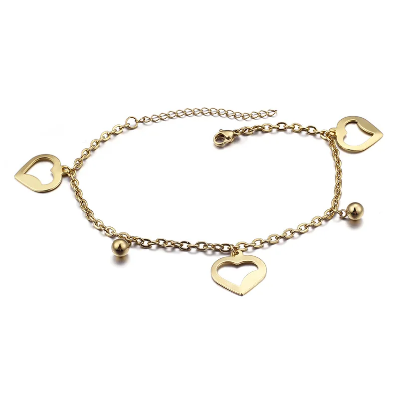 

Anklets Foot Jewelry New Designer 18K Gold Plated Stainless Steel Heart Ankle Anklets Chain Bracelet for Women