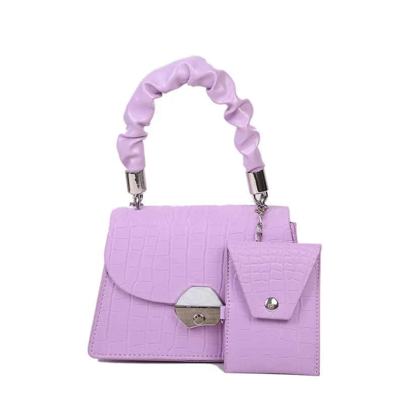 

SP563 women chain leather hand bags 2021 trendy shoulder small square bag crocodile pattern bag with purses, Multi colors