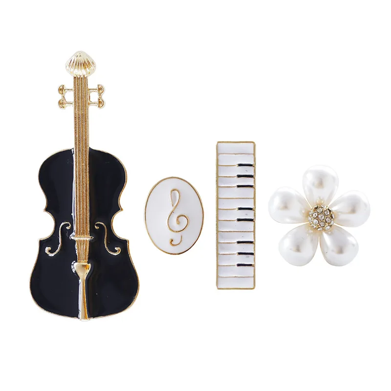 

Wholesale creative personality piano and violin musical note shape brooches women pin jewelry, Picture shows