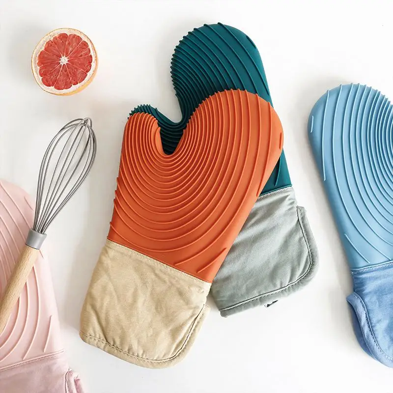 

Oven Gloves Non-Slip Kitchen Oven Mitts Heat Resistant Cooking Gloves for Cooking, Baking, Barbecue Potholder