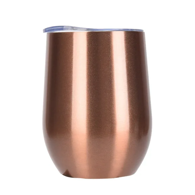 

2020 Shiny 12 oz 304 Stainless Steel Wine Cup Glasses Metallic Tumblers Insulated Rose Gold Wine Tumbler With Lid, Available