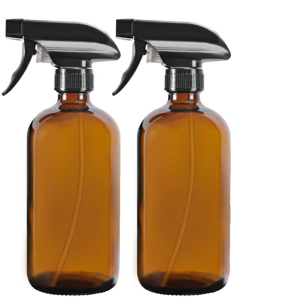 

16 oz Empt Amber Glass Containers and Trigger Sprayers for Industrial & Lab Use - Can Dispense Water or Cleaners Trigger Sprayer