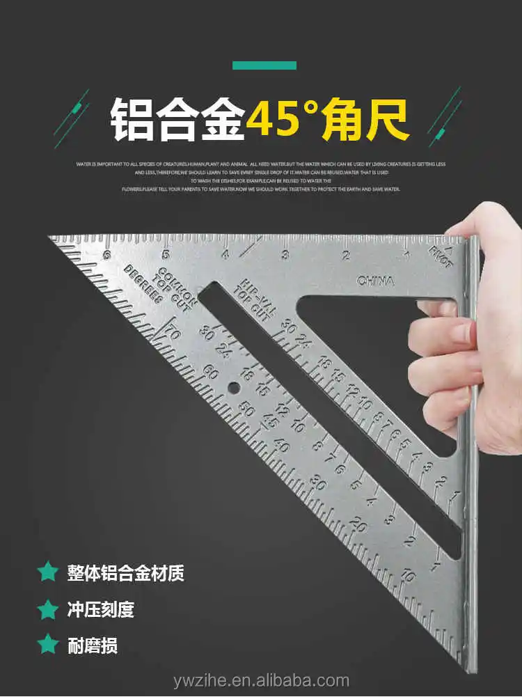 Construction Rulers Thickened 45 Degree Aluminum Alloy Triangular Angle Ruler Woodworking Engineers Woodworking Wood Measuring Tool