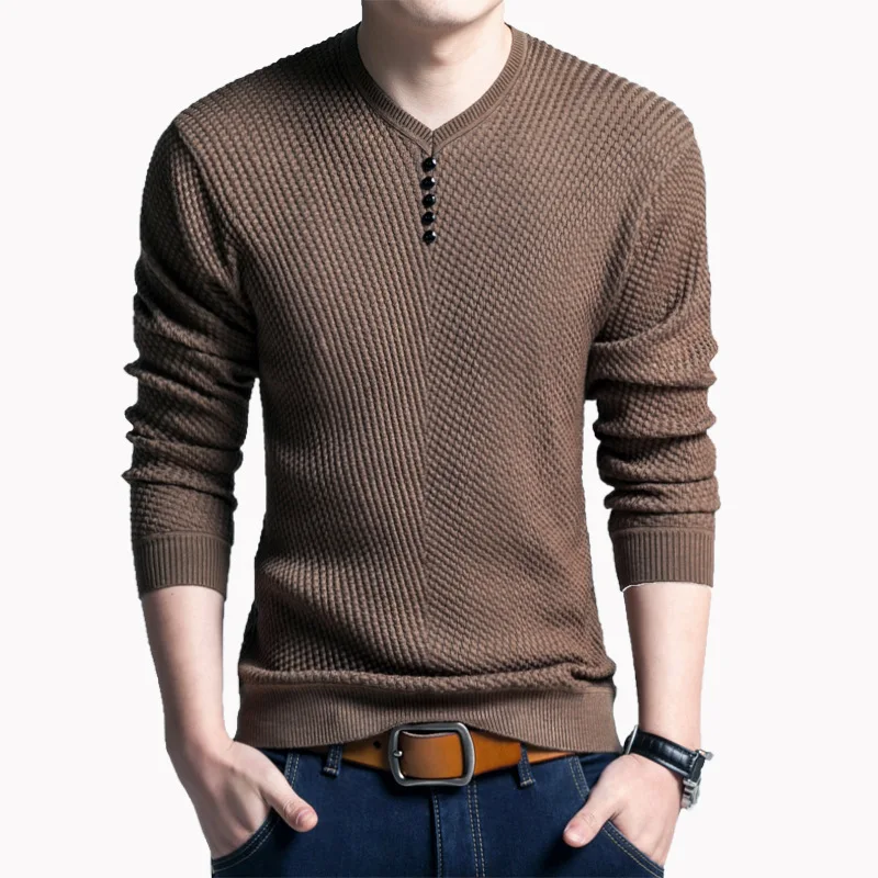 

Winter Soft Sweater Pullover Men Casual V-Neck Autumn Slim Fit Long Sleeve Sweater Shirt Mens Sweaters Knitted Cotton Pull Homme