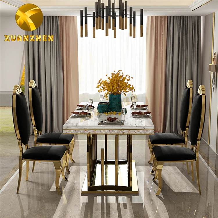 Home Furniture Factory Metal Marble Dining Table Set Modern Dining Tables With 6 Chairs For Restaurant Dt023 Buy Luxury Dinning Table Set Dining Room Set Dining Tables Marble Dining Table With Chairs For