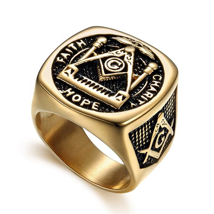 

Wholesale masonic items custom made Stainless Steel Men Ring Masonic Ring