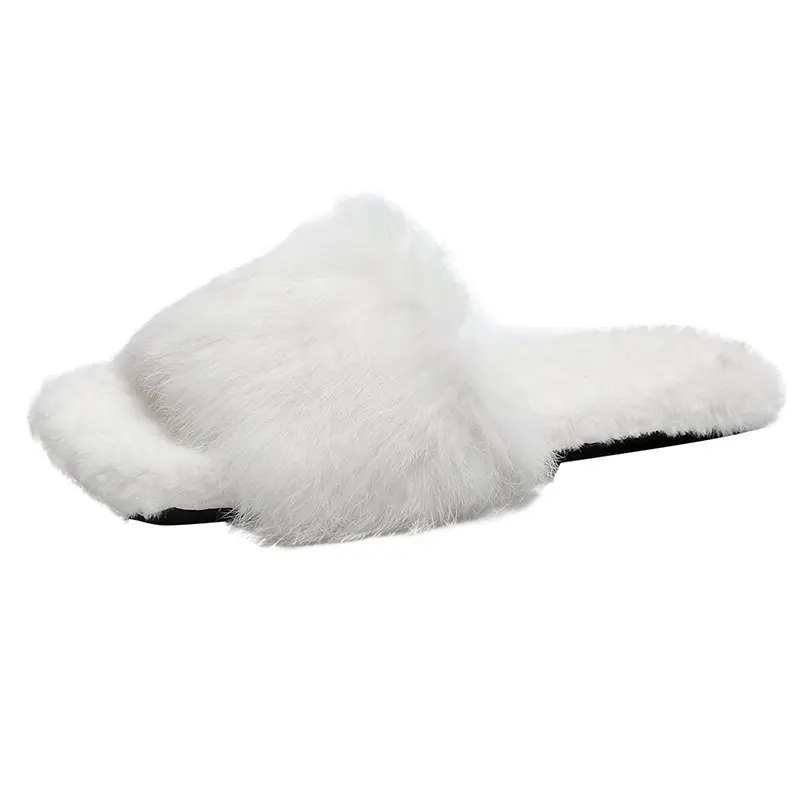 

2021 indoor winter fashion fur slippers for ladies fluffy home furry women's slippers wholesale bedroom