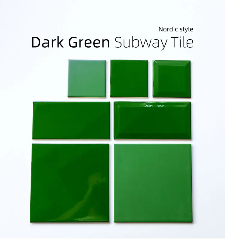 75x300/100x300 Kitchen Backsplash Green Glazed Subway Handmade Tiles