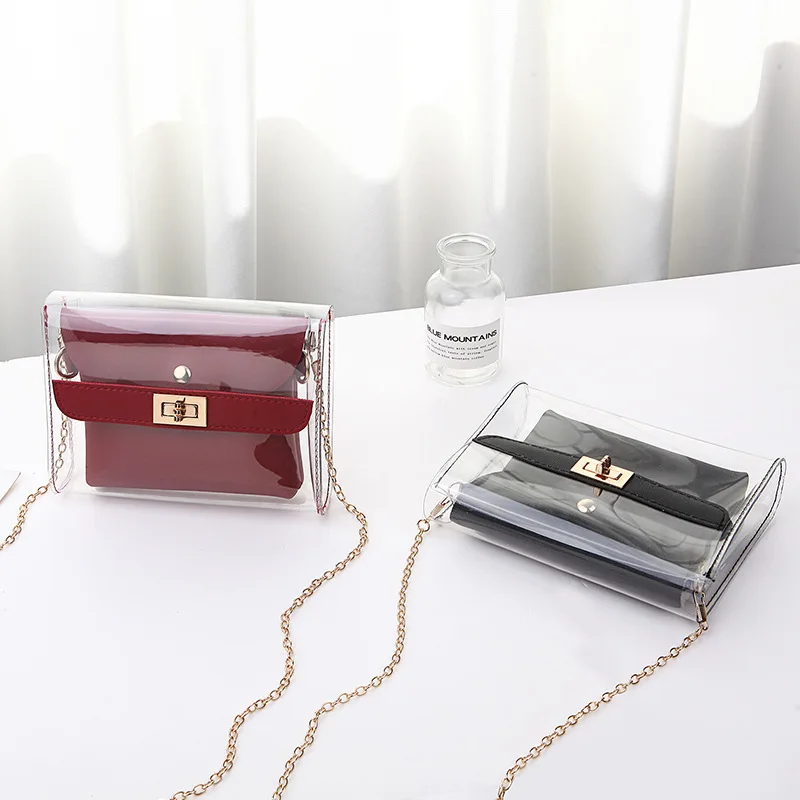 

New fashion summer Transparent pvc Bag women chain bag crossbody shoulder bag