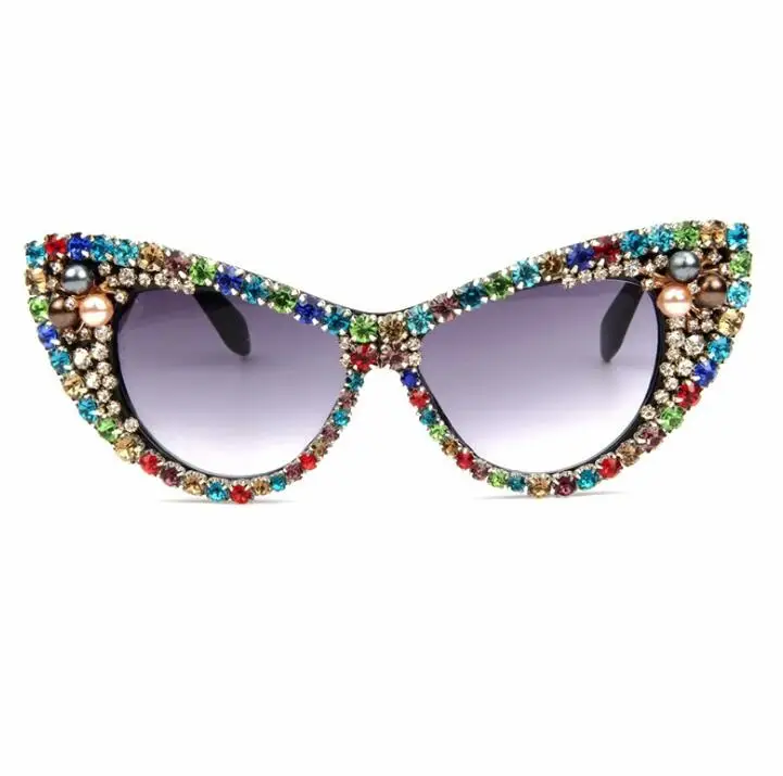 

WIIPU Vintage Cat Eye Sunglasses Women Fashion Crystal Brand Designer Female Men Black Silver Rhinestone Alloy Sunglasses UV400