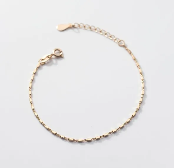925 Silver Bracelets Little square Shape Plain Gold Plated Fashion Jewelry Bracelets Women