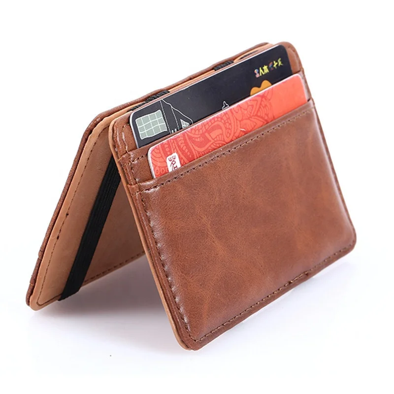 
folding portable waterproof credit card holder men slim PU leather wallet  (1600101528150)