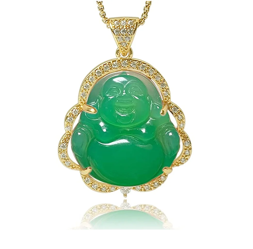 

2021 Fashion Good Luck Bling Necklace Amulet Laughing Buddha Necklace for Women Men, Picture shows