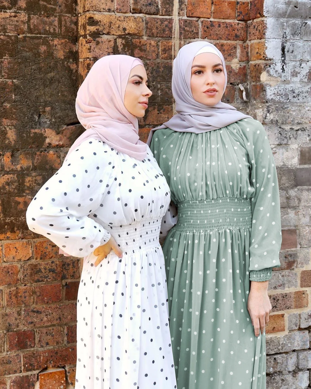 

Wholesale Polka Dot Waist Small Fresh Evening Islamic Khimar Jilbab Dress Abaya Women Long Dress Muslim dress Abaya, As shown