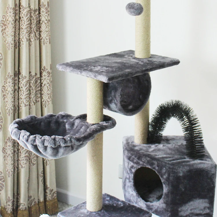 

Cheap wooden cat scratcher big cat tree wood tower toy scratching post cat tree tower, Picture