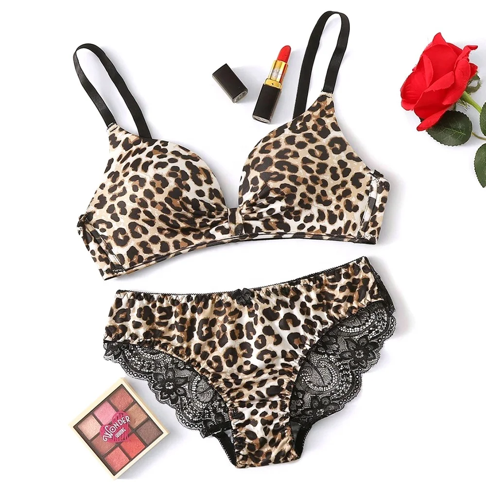 

Latest Design Fancy Bra Brief Sets Leopard Printing Bra Panty Sexy Bras Set