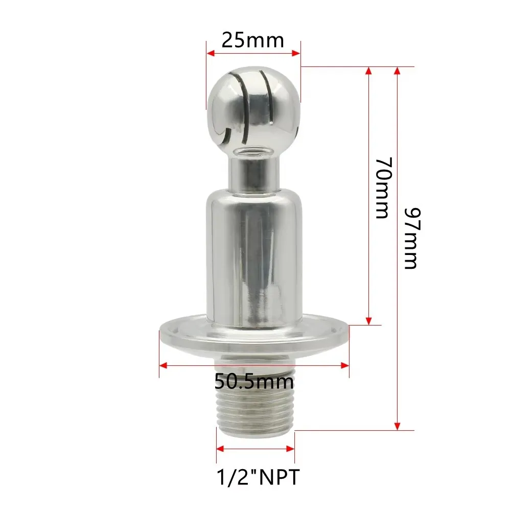1/2" NPT Außengewinde TC 50,5 mm 1,5" Tri-Clamp 304 Edelstahl Sanitär-CIP-Reinigung Mikro-Rotations-Sprühkugel – Detail 6
