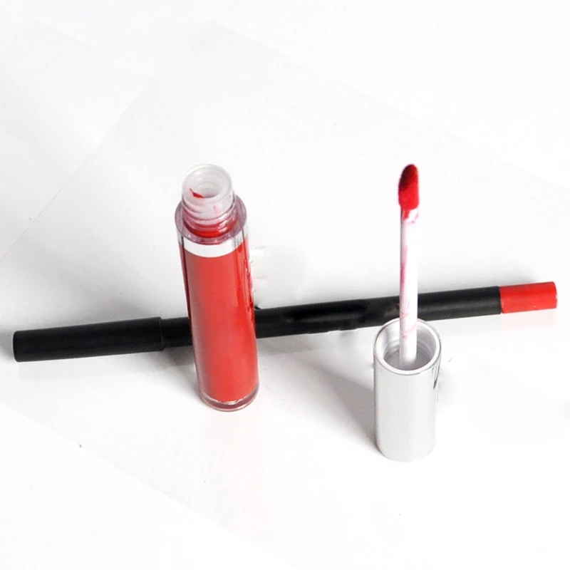 

wholesale lip gloss vegan organic makeup private label matte liquid lipstick and automatic lip liner pencil