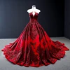 RSM66948 Real designer red dresses for women high quality heavy applique long evening dress