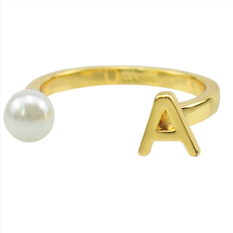 

Cheap jewelry ring wholesale fashion pearl open ring letter ring women 2021, Picture