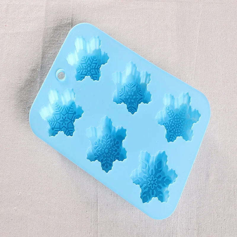 

Amazon hot sale 6 snowflake DIY handmade soap aromatherapy plaster silicone cake mold baking tools, As picture