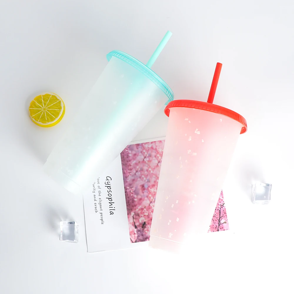 

Drinking Tumblers Bpa Free Cold change 24OZ Confetti Plastic cup, Customized