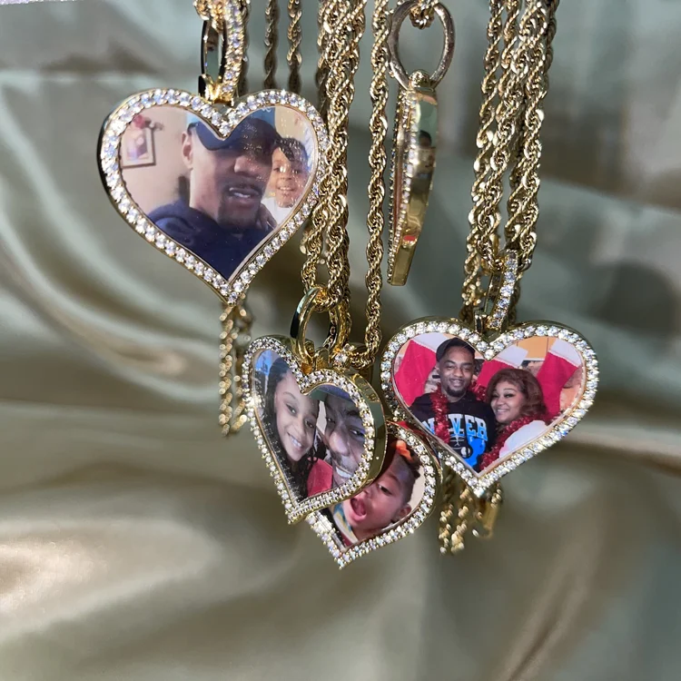 

Gold Color Cubic Zircon Custom Made Photo Medallions Women Necklace Picture Mens Pendant Necklace Hip Hop Jewelry, Colors