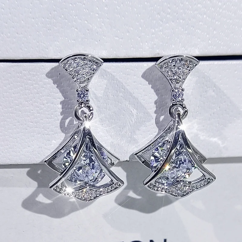 

Fashion Women Zircon geometry Shape Necklace Earrings Necklace Ring Engagement Jewelry Set, Picture shows