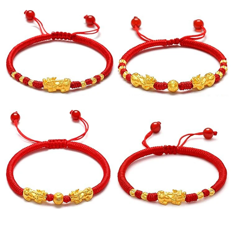 

Brave Red String BraceletGold Plated Pixiu Black Bracelet Exquisite Jewelry Gold Ladies Jewelry