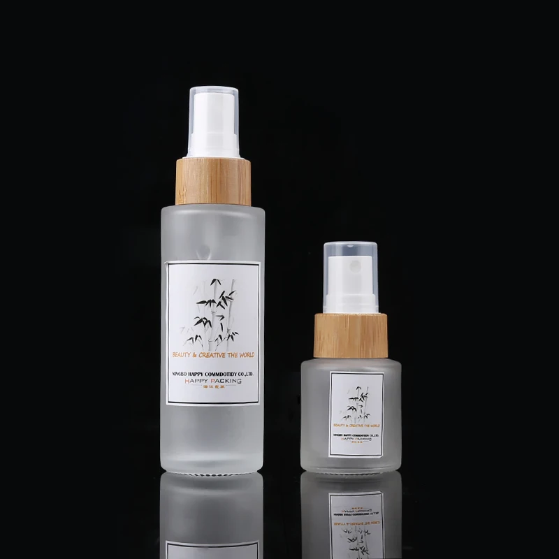 
100ml Cosmetic Glass Alcohol Bottles Glass Spray Bottle with Bamboo Pump Spray  (62451780493)