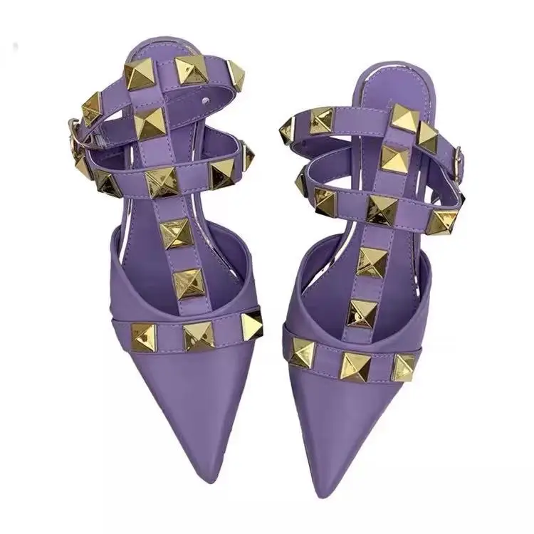 

Latest Design Heel Shoes New ArrivedTrendy Rivet Studded Summer Sandals Sexy High Heels for Women, Pink