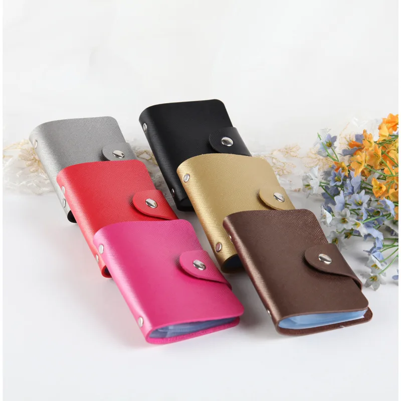 

Original factory hot sale PU leather 12 - 24 cards wallet business id credit card holder