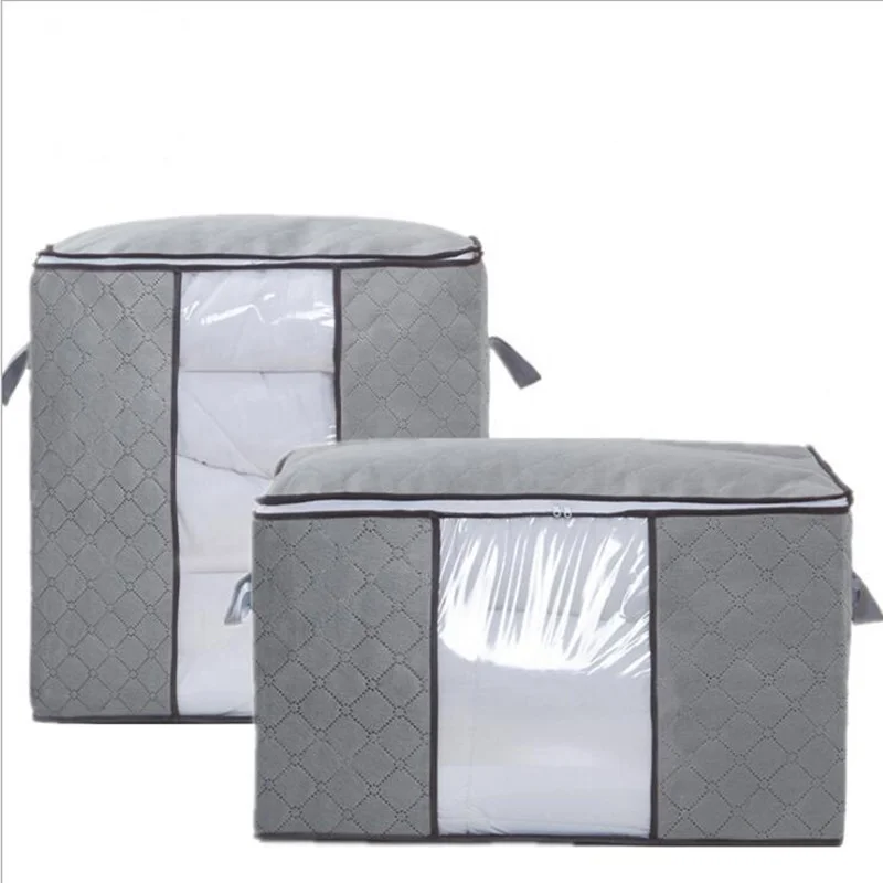 

Wholesale Foldable Clothing Quilt Organizer Thickened Charcoal Non-woven Fabric Large Storage Bag