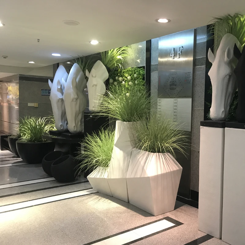 

Nordic Geometric Flower Pots Outdoor Indoor Large Planter Fiberglass Plant Pots