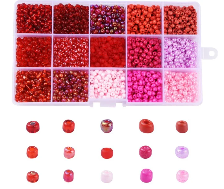 

Box Set 3mm various pink blue seed beads For Jewelry Making DIY colorful Spacer Glass seed Beads Handmade Accessories Bead Kit, As picture