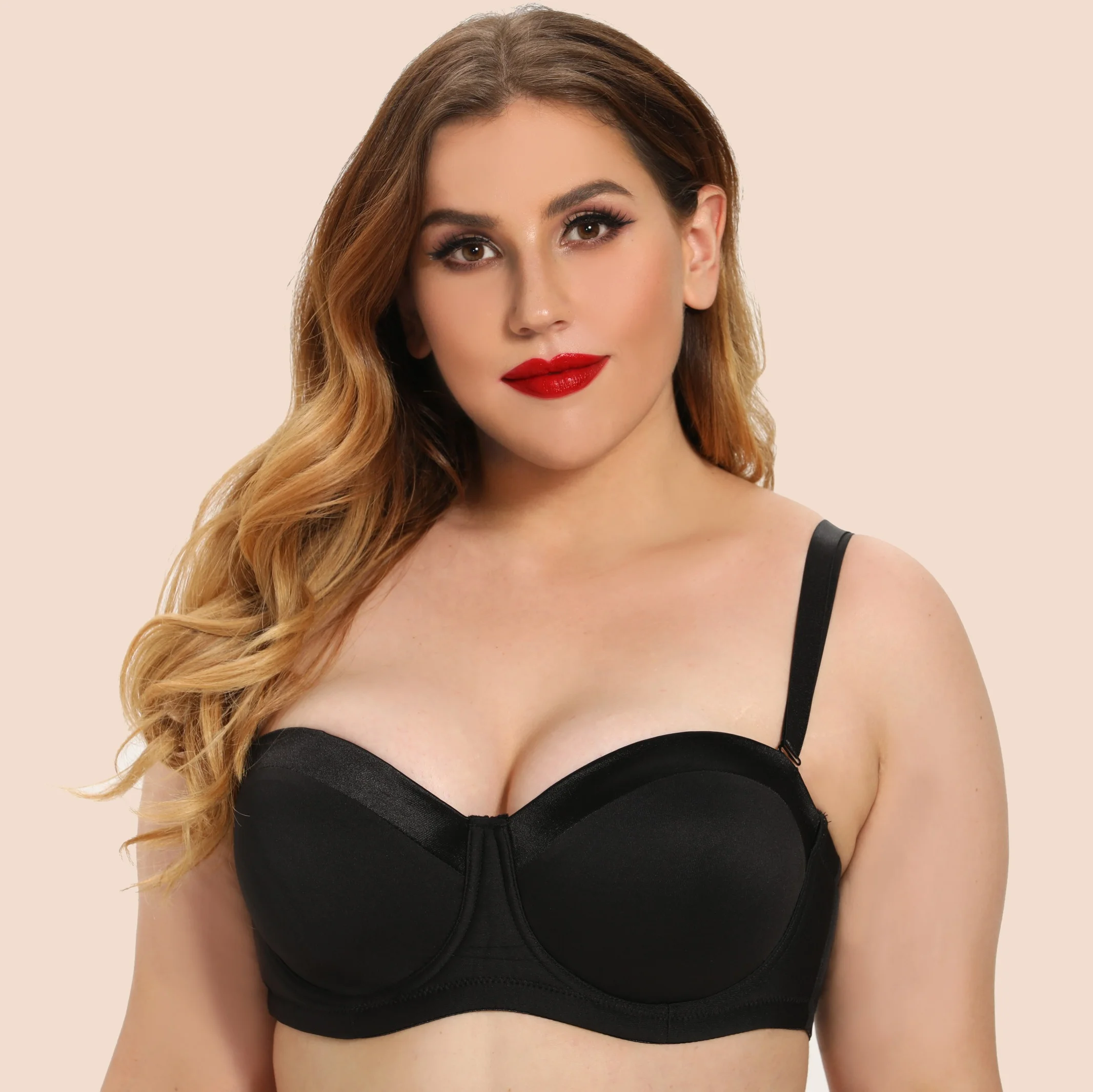 

Women big cup size bra push up underwire bra Gather Breast Padded oversized Half Cup Convertible Straps woman plus size bra