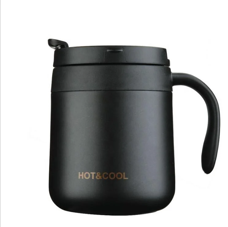 

350ml Black travel double wall stainless steel thermal insulated coffee mug with lid, Black gold red white