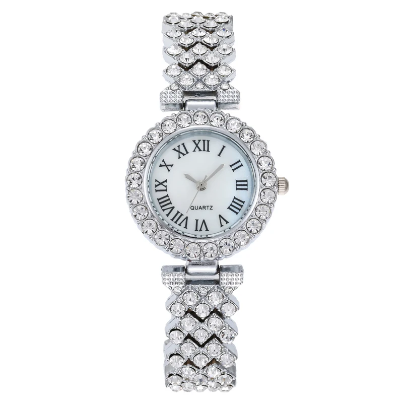 2020 Full Diamond Watch Rome Ladies Stainless Steel Analog Luxury Women Crystal Watch reloj para hombre TW451