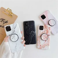 

For iPhone 11 pro max xs 78plus soft Bumper Edge Imd Marble Stone Gel shock proof Phone Case with holder stand