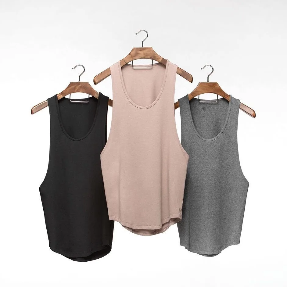 Wholesale Men's Cotton Breathable Sports Gym Vest Running Training Quick Dry Solid Color Tank Top