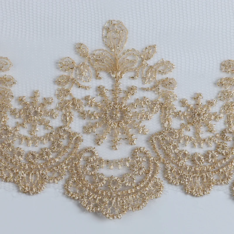 

Gold Thread Mesh Lace Embroidery Luxury Trim Fabric, Choice